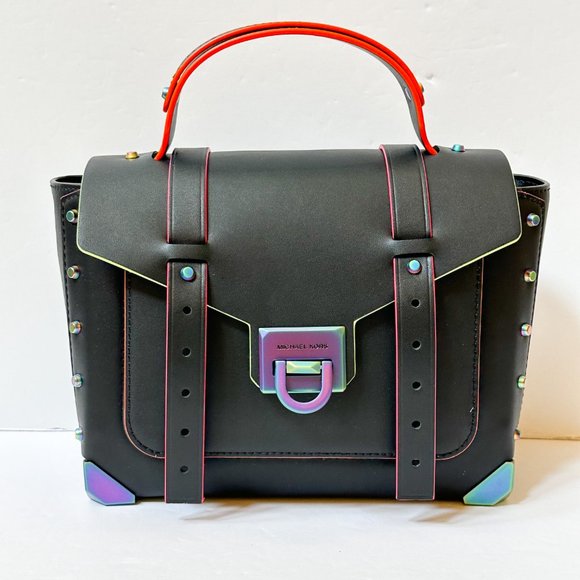 Michael Kors Manhattan Medium School Satchel Shoulder Crossbody Bag Black - Picture 2 of 12